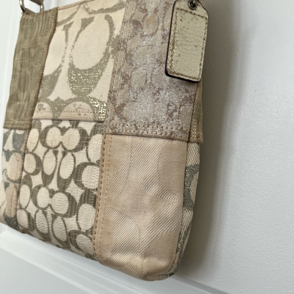 Coach Patchwork Signature Crossbody Bag in Beige, Gold, & Taupe, y2k - Picture 4 of 16